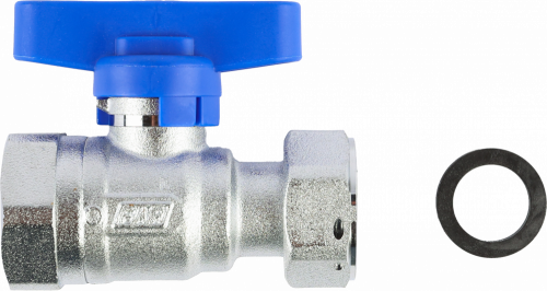 Кран шаровой FAR 3/4", ВР-накидная гайка EPDM, син. бабочка, хром